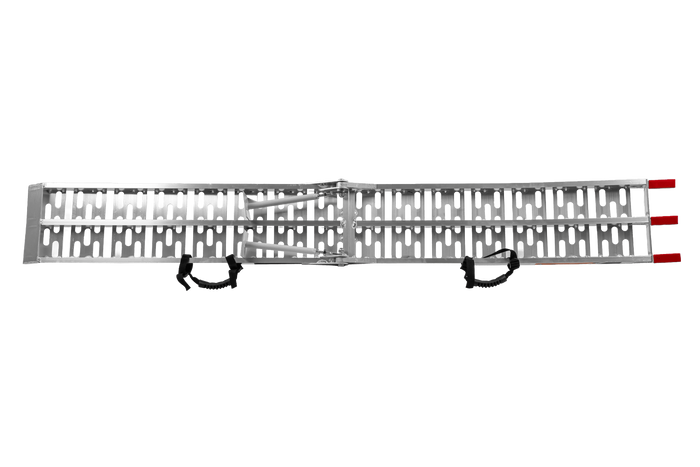 UNITRAILER ALR003 sulankstomos rampos, aliuminio rampos priekaboms, 221 cm, 680 kg, su diržu ir atrama, 2 vnt. komplektas