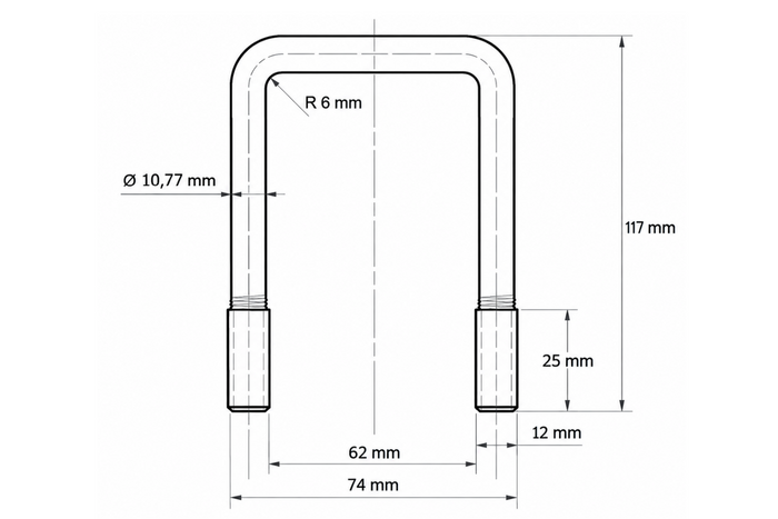 DROMET kvadratinis spaustukas C tipo spaustukas M12 62×117 mm