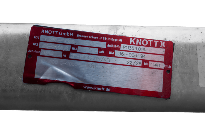 KNOTT P11359.014 VGB13 stabdžių ašis valties priekabai 1350kg 1500mm 2000mm 5x112