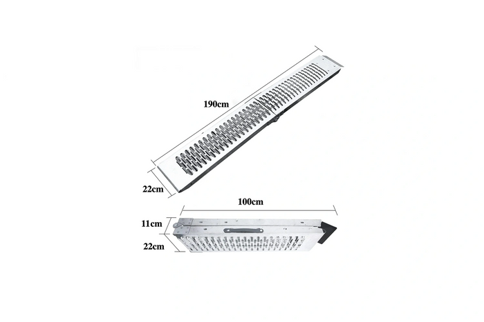 UNITRAILER ALR004B sulankstomos plieninės rampos priekaboms, 190 cm, 400 kg, 2 vnt. komplektas