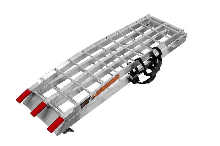 UNITRAILER ALR002 sulankstomos rampos, aliuminio rampos priekaboms, 221 cm, 680 kg, su diržu, 2 vnt. komplektas