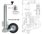 WINTERHOFF VK60-KH-200VBB automatinis atraminis ratas su rankena 250kg 60mm 560-1030mm